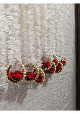 Style Speaks India Jasmine with Rose Bangle Garland Toran White and Red Pack of 30