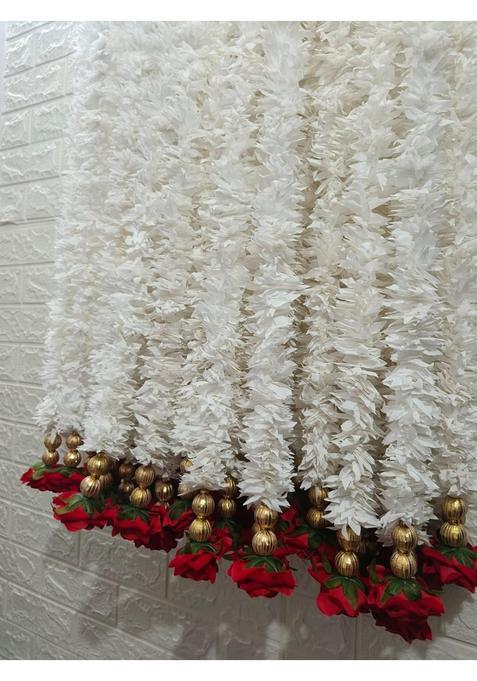 Style Speaks India Jasmine with Rose Beads Garland Toran White and Red Pack of 30