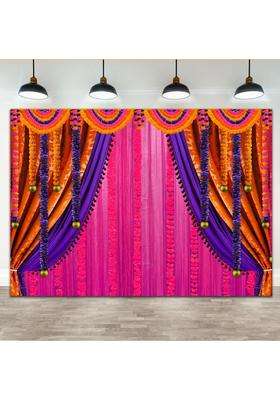 Lofaris Purple India Pooja Photography Backdrop Puja Ganpati Pooja Traditional Mehndi Festival Background
