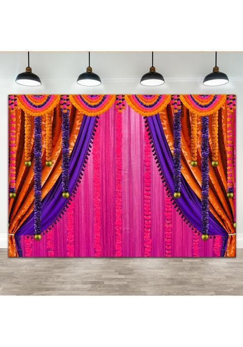 Lofaris Purple India Pooja Photography Backdrop Puja Ganpati Pooja Traditional Mehndi Festival Background