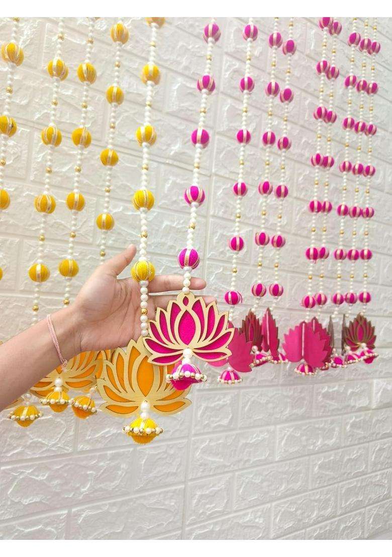 Style Speaks India 3 Feet Lotus Ball String Wall Hanging Perfect for Birthday Wedding Celebration Pack of 20 - Indya