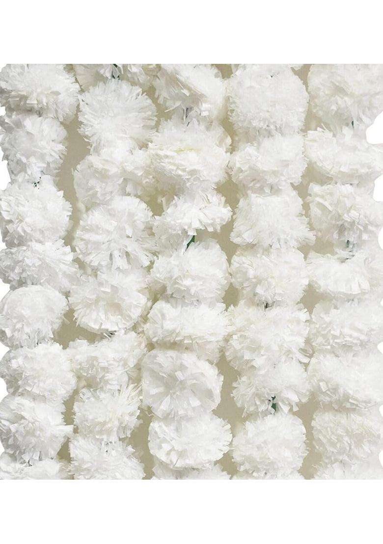 Style Speaks India Indian Handmade Long Artificial Marigold Flower Garlands White Pack of 50 - Indya