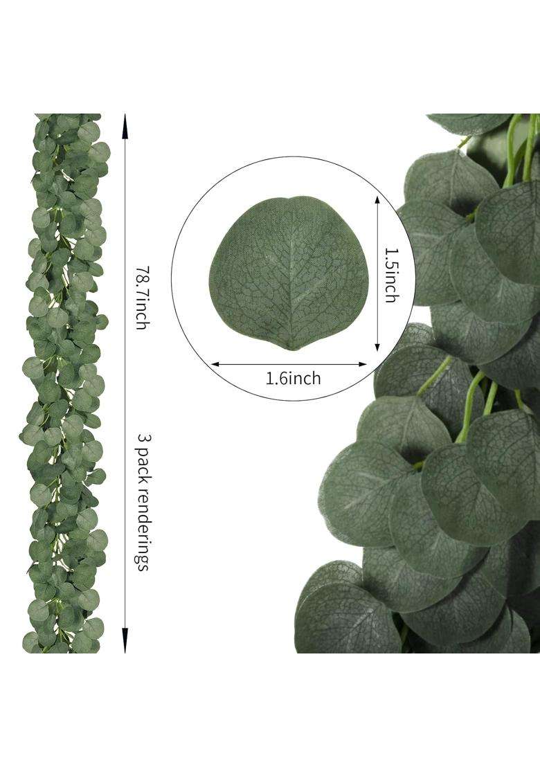 Cqure 12 Pcs Eucalyptus Garland Artificial Eucalyptus Leaves Table Greenery Garland Wreath Vines for Wedding - Indya