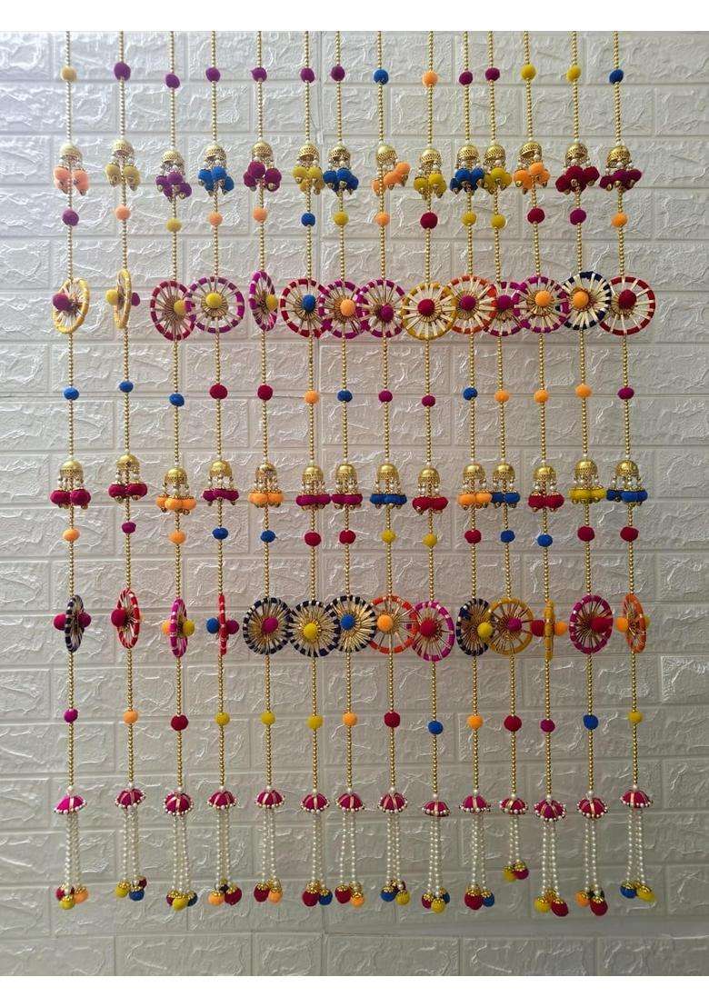 Style Speaks India 4 Feet Decorative Pom Latkan Garland Multicolor Pack of 30 - Indya