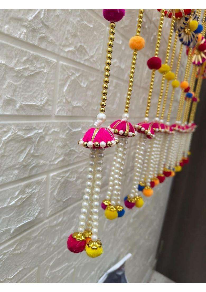 Style Speaks India 4 Feet Decorative Pom Latkan Garland Multicolor Pack of 30 - Indya