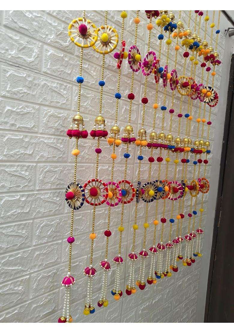 Style Speaks India 4 Feet Decorative Pom Latkan Garland Multicolor Pack of 30 - Indya