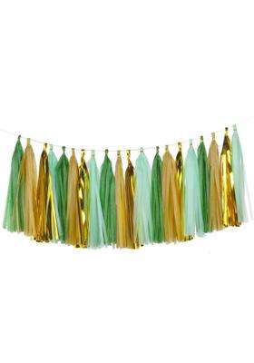 Mienocol 20Pcs Party Garlands Champagne Gold Mintgreen Tassel Garland Paper Tassel Banner for Vintage