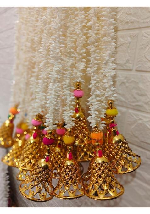 Style Speaks India 3 Feet Artificial Jasmine Flower Garlands with Pom and Bell Pack of 20