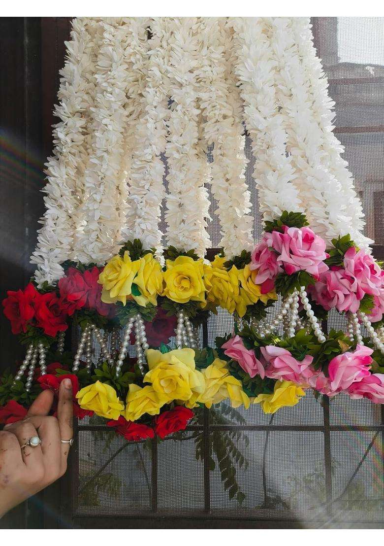 Style Speaks India 3 Feet Artificial Rose and Jasmine Garland Hanging Flower Garland Pack of 20 - Indya