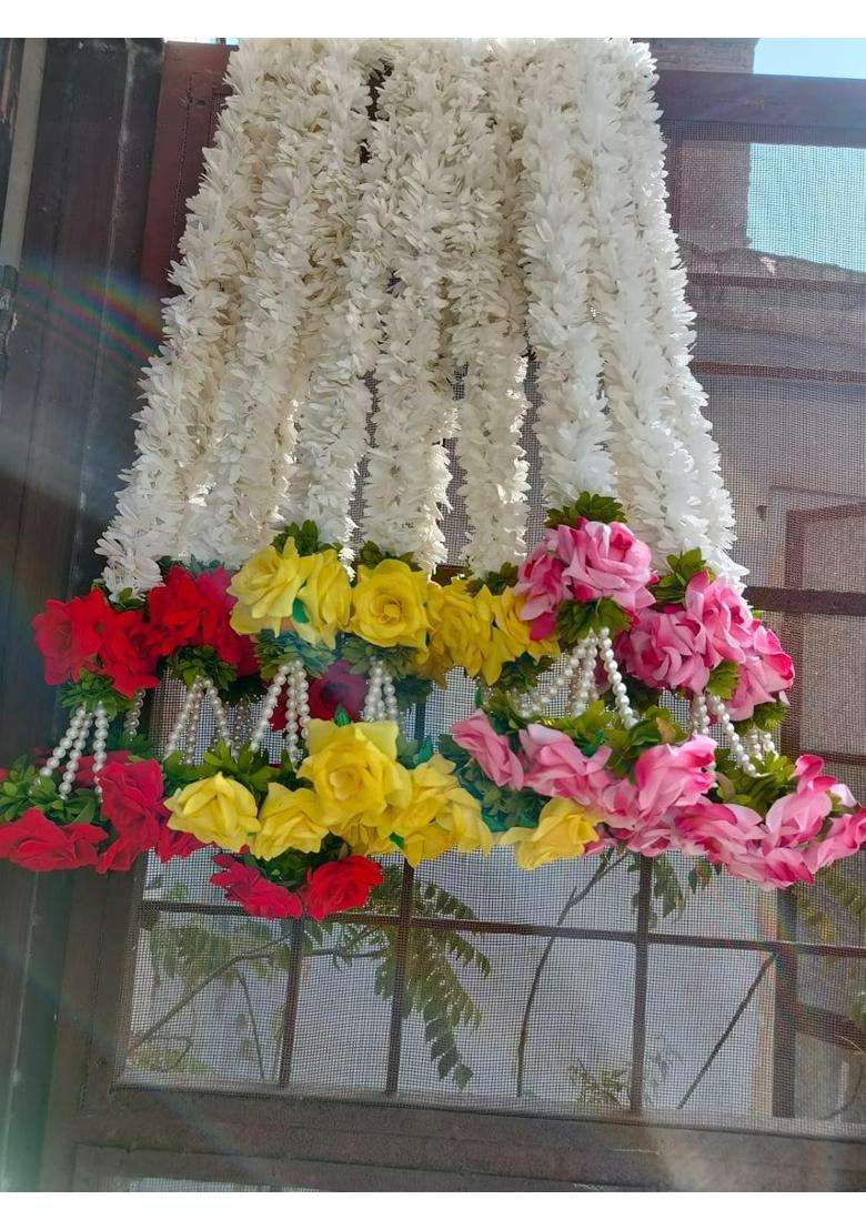 Style Speaks India 3 Feet Artificial Rose and Jasmine Garland Hanging Flower Garland Pack of 20 - Indya