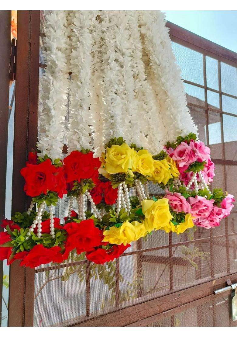 Style Speaks India 3 Feet Artificial Rose and Jasmine Garland Hanging Flower Garland Pack of 20 - Indya