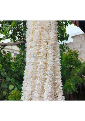 Style Speaks India 3 Feet Off White Jasmine Fluffy Mala with Colorful Flowers Pack of 40