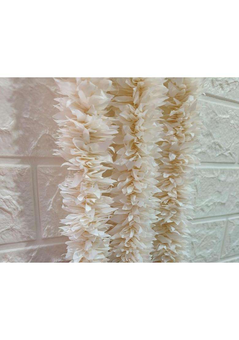 Style Speaks India 3 Feet Off White Jasmine Fluffy Mala with Colorful Flowers Pack of 40 - Indya