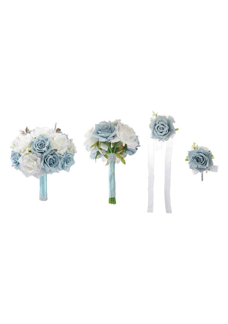 Merishopp Wedding Bouquet Decor Artificial Silk Flower for Anniversary Home Engagement 22CM Width - Indya