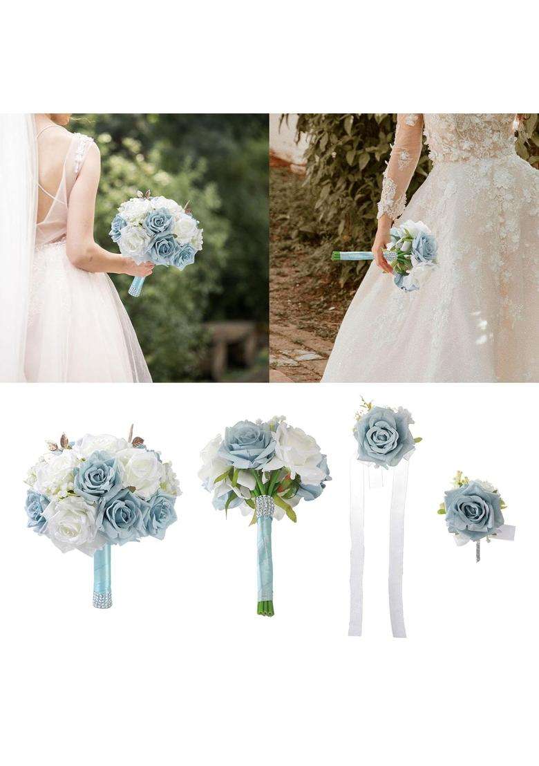 Merishopp Wedding Bouquet Decor Artificial Silk Flower for Anniversary Home Engagement 22CM Width - Indya