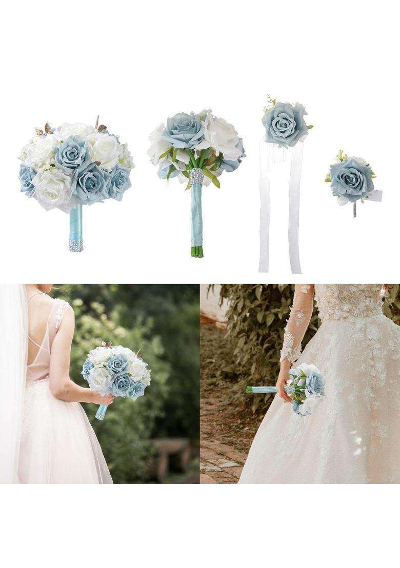 Merishopp Wedding Bouquet Decor Artificial Silk Flower for Anniversary Home Engagement 22CM Width - Indya