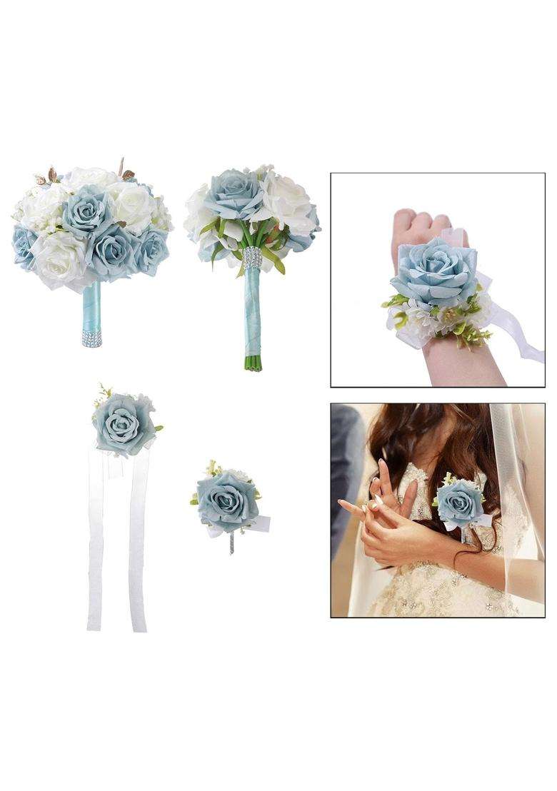 Merishopp Wedding Bouquet Decor Artificial Silk Flower for Anniversary Home Engagement 22CM Width - Indya