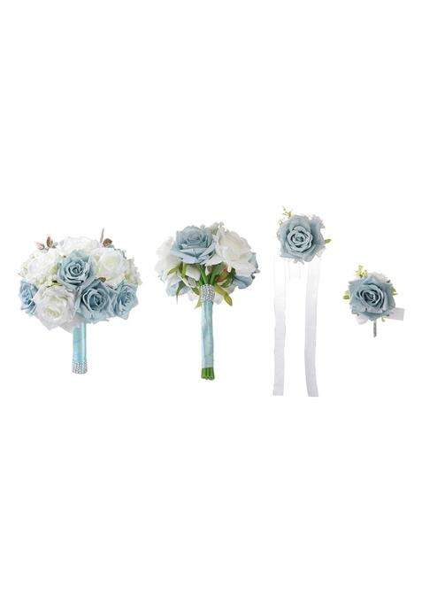 Merishopp Wedding Bouquet Decor Artificial Silk Flower for Anniversary Home Engagement 22CM Width