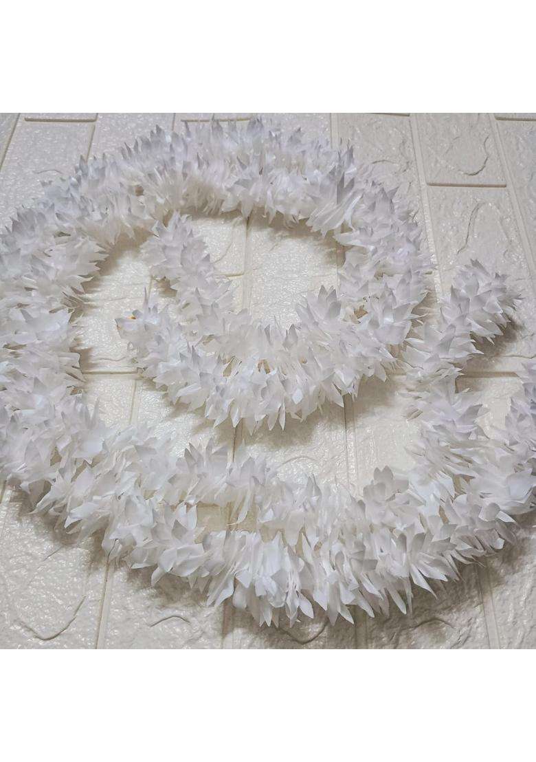 Style Speaks India 3 Feet White Jasmine Fluffy Mala with Colorful Flowers Decorative Flower Strings Pack of 50 - Indya
