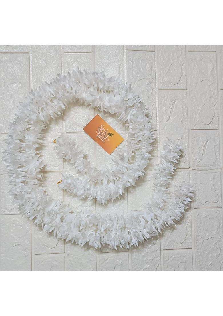 Style Speaks India 3 Feet White Jasmine Fluffy Mala with Colorful Flowers Decorative Flower Strings Pack of 50 - Indya