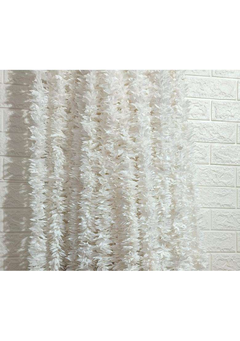 Style Speaks India 3 Feet White Jasmine Fluffy Mala with Colorful Flowers Decorative Flower Strings Pack of 50 - Indya