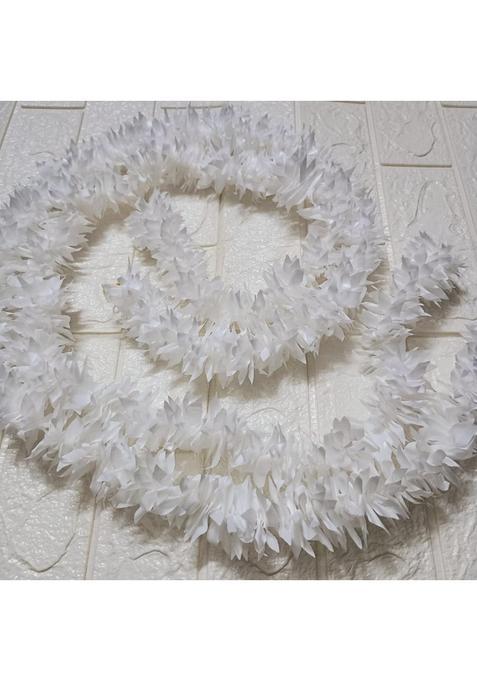 Style Speaks India 3 Feet White Jasmine Fluffy Mala with Colorful Flowers Decorative Flower Strings Pack of 50