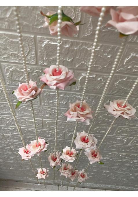 Style Speaks India 4 Feet Rose and Pearl Flower Garland Elegant Floral Decorative Garland Pack of 40