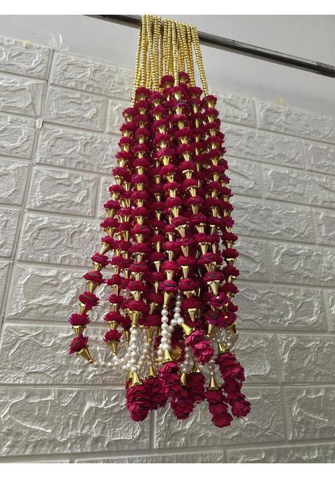 Style Speaks India Dark Pink Wedding Flower Milni Haar Elegant Design Baraat Welcome Mala for Hindu Pack of 30
