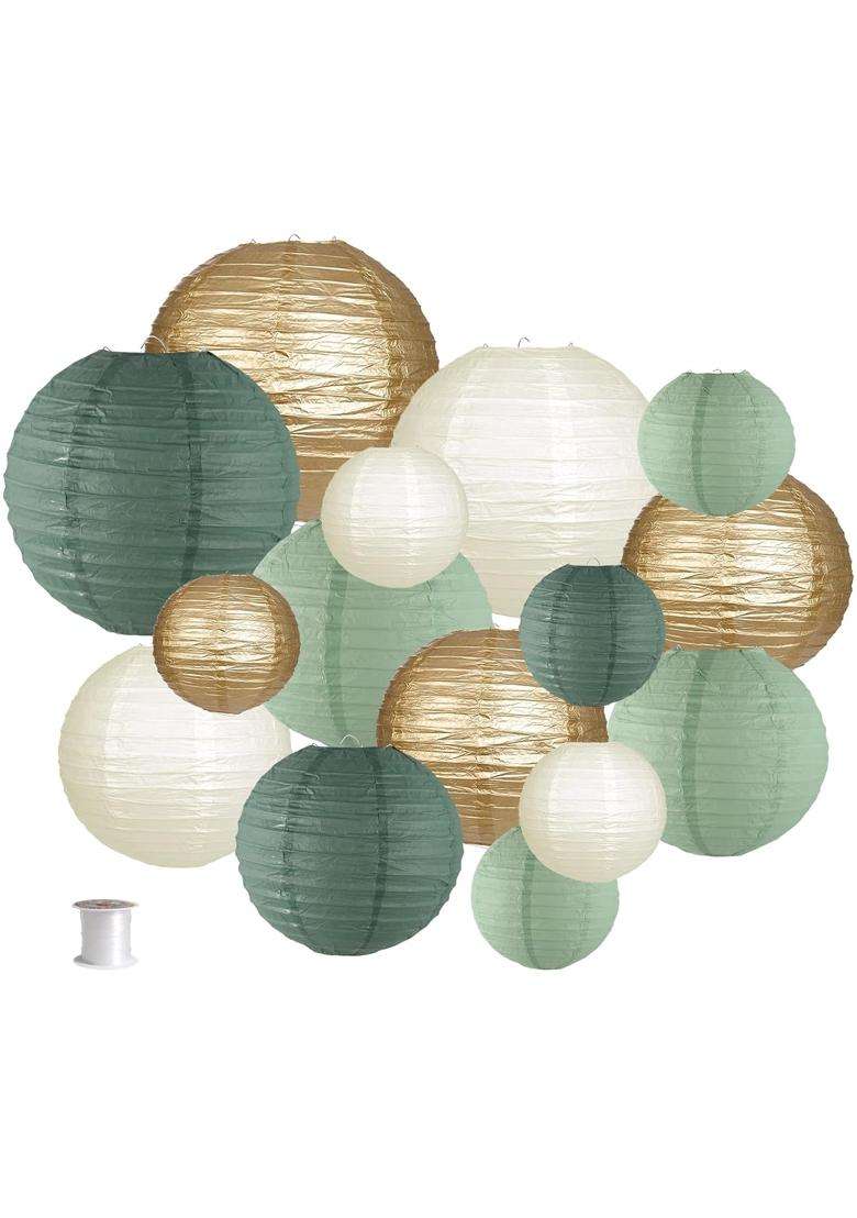 Zilue Paper Lanterns Decorative Round Hanging Paper Lanterns Decorations for Rustic Party Bridal Shower - Indya