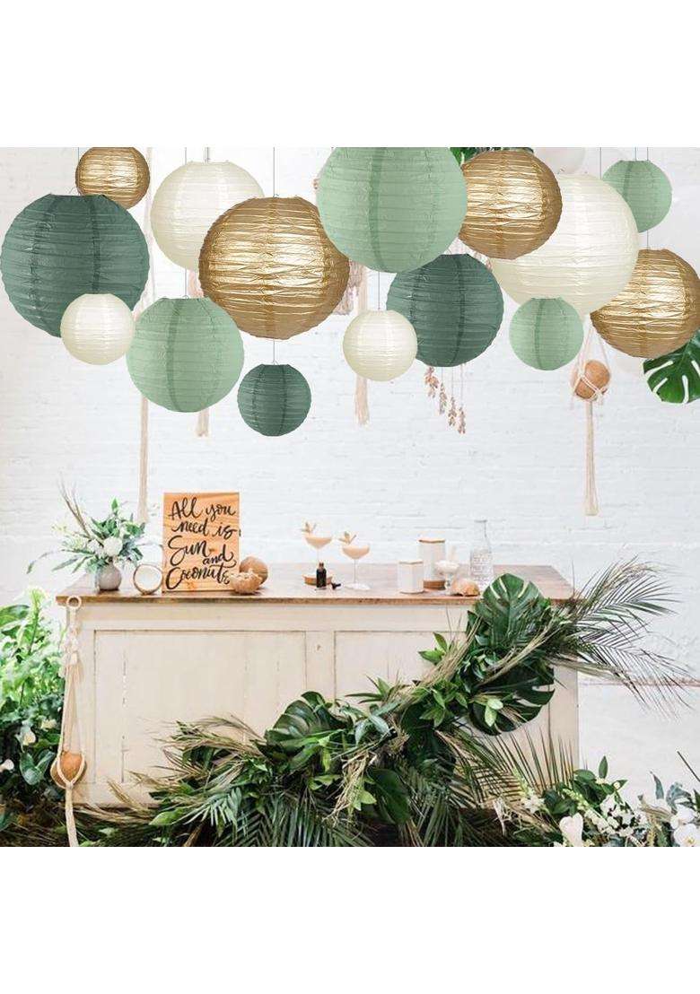 Zilue Paper Lanterns Decorative Round Hanging Paper Lanterns Decorations for Rustic Party Bridal Shower - Indya