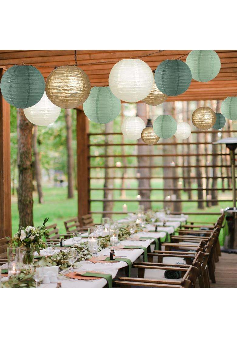 Zilue Paper Lanterns Decorative Round Hanging Paper Lanterns Decorations for Rustic Party Bridal Shower - Indya