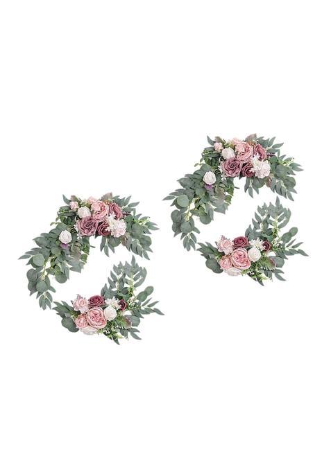 Merishopp Artificial Flower Swag Green Leaves for Party Wedding 2 Pink Purple