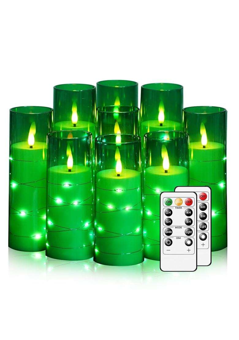 Nimiko Flickering Flameless LED Candles Battery Operated Candles 9 Pcs with Embedded Star String - Indya