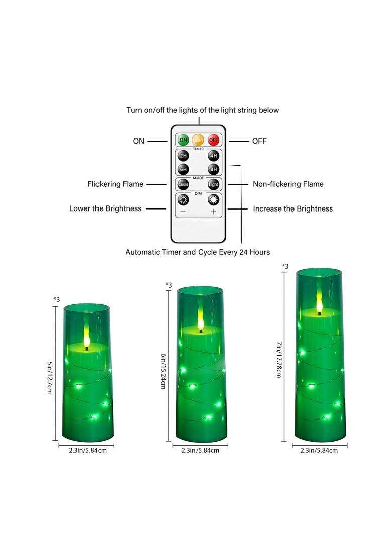 Nimiko Flickering Flameless LED Candles Battery Operated Candles 9 Pcs with Embedded Star String - Indya