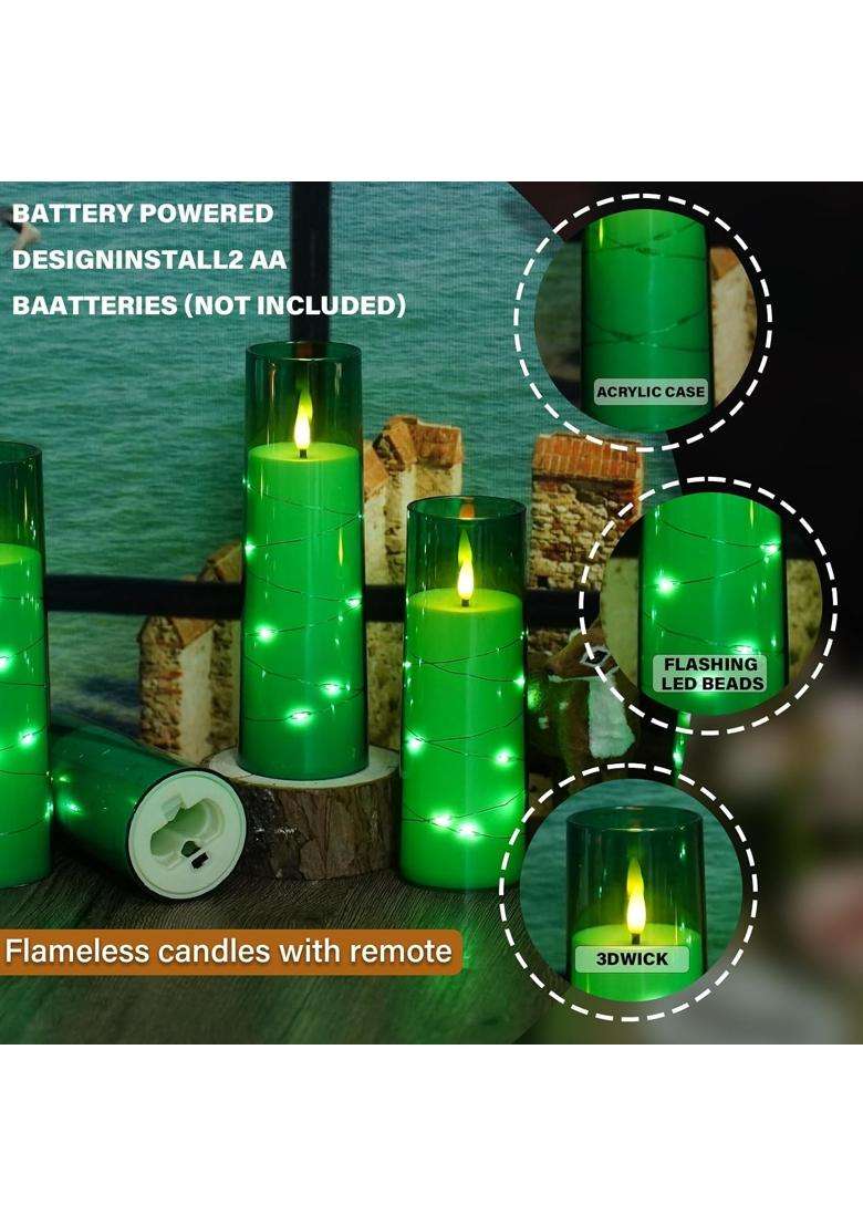 Nimiko Flickering Flameless LED Candles Battery Operated Candles 9 Pcs with Embedded Star String - Indya