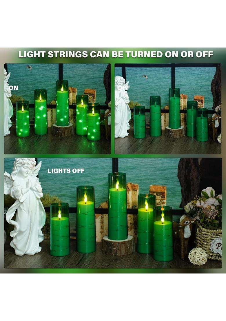 Nimiko Flickering Flameless LED Candles Battery Operated Candles 9 Pcs with Embedded Star String - Indya