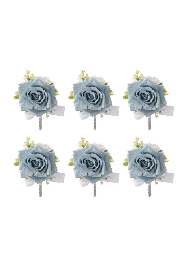 Merishopp 6 Pieces Wedding Flower Boutonniere Artificial Flower for Anniversary Events - Indya