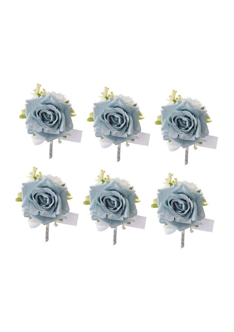 Merishopp 6 Pieces Wedding Flower Boutonniere Artificial Flower for Anniversary Events - Indya