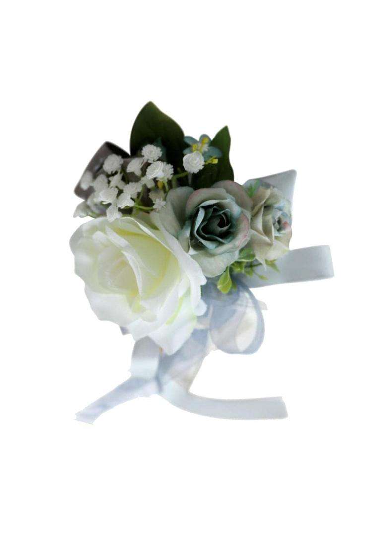 Merishopp 4Xwedding Car Artificial Silk Flower and Ribbon Party Decoration Silver Gray - Indya