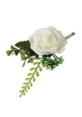 Merishopp 15Xpe Artificial Rose Flowers Corsages and Boutonniere for Wedding Party White