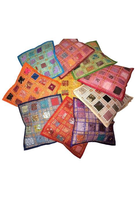 Pushpacrafts 10 X Indian Style Embroidered Patchwork Cotton Cushion Covers