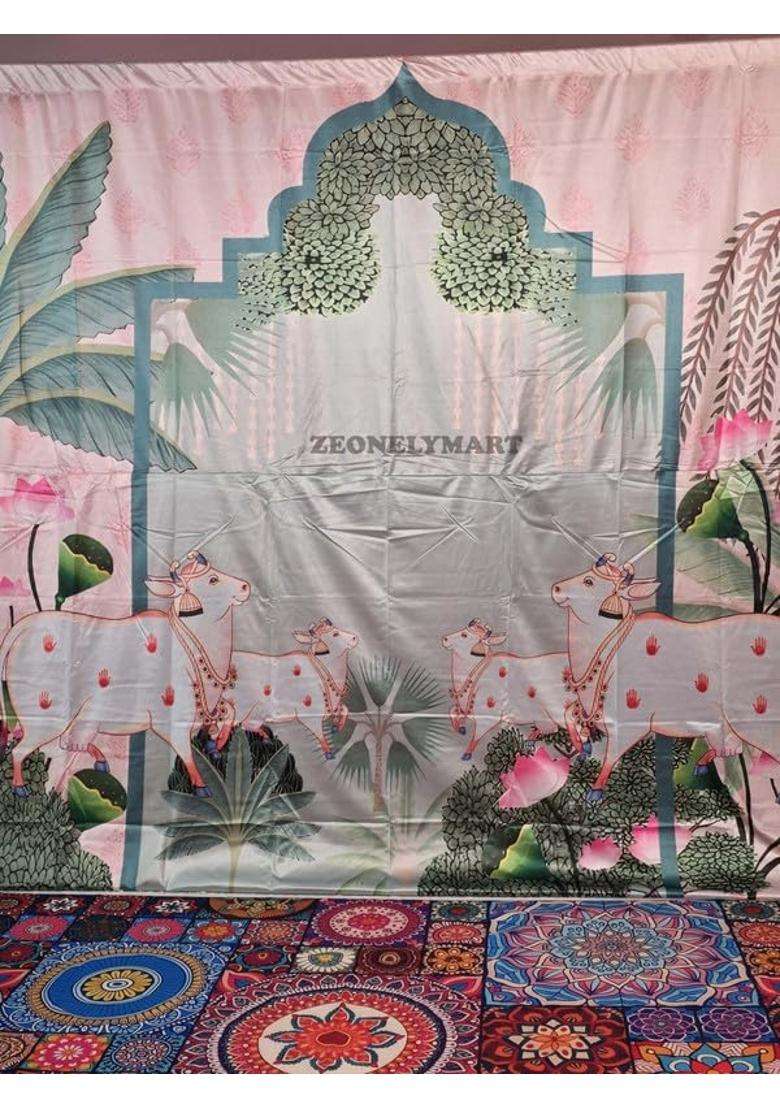 Zeonely Mart Cambo Decoration Backdrop Wedding Decoration Curtains for Background Pink 4 Cows 8x8 Ft - Indya