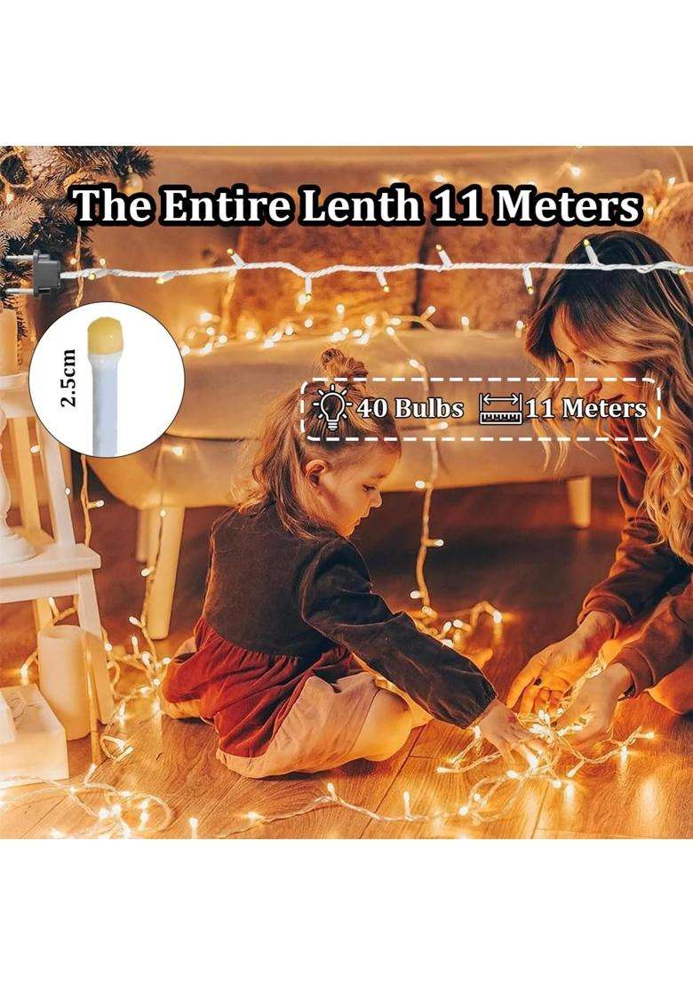 Fizzytech 11 Meter 40 LED Warm White Fairy String Light Pack of 40 - Indya