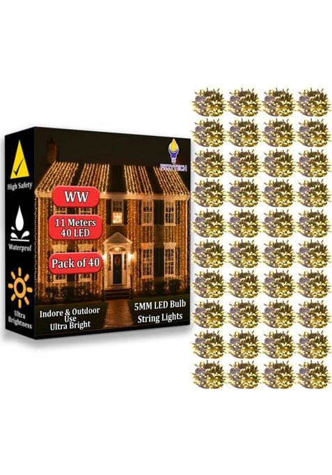 Fizzytech 11 Meter 40 LED Warm White Fairy String Light Pack of 40