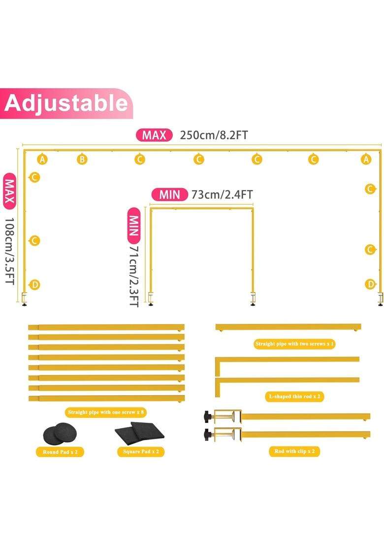 Homvexi Adjustable Balloon Decoration Stand Table Arch Rod Stand with Clamps L X H - Indya