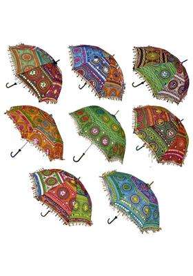 Diktmark Multicolor Handicraft Rajasthani Embroidered Umbrella for Party Event Wedding Anniversary Festival