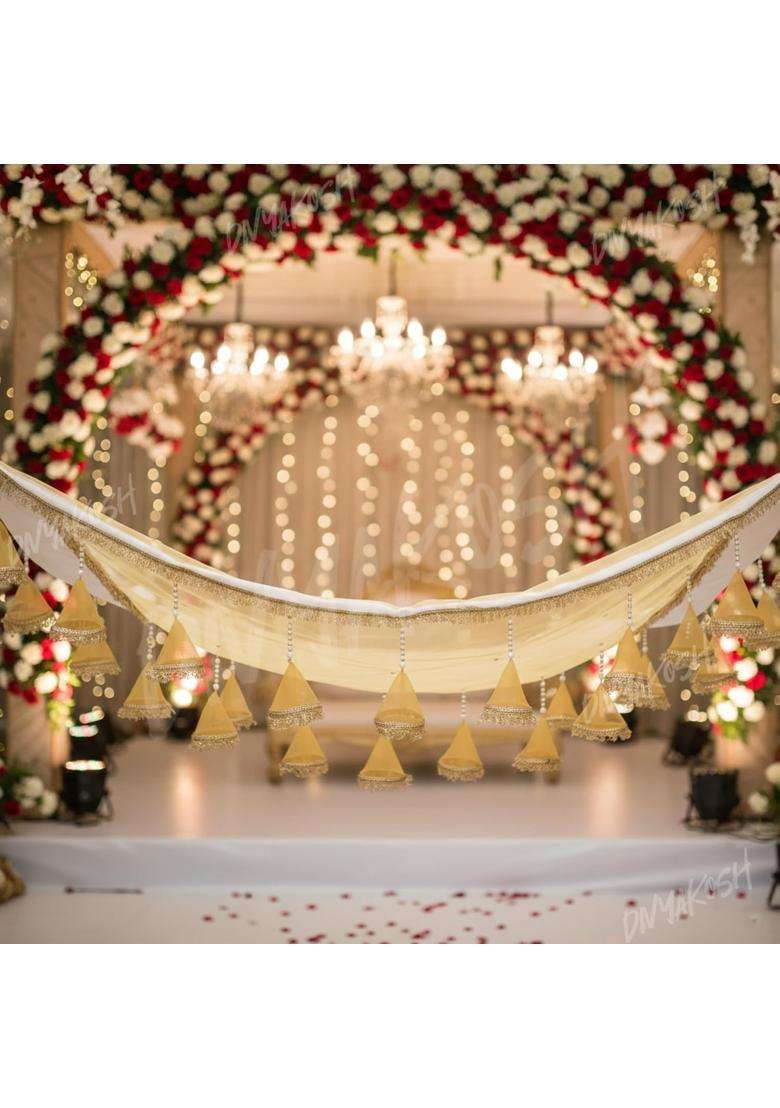 Divyakosh Dulhan Bridal Entry Sequins Chaddar Handmade Net 2 Meter - Indya