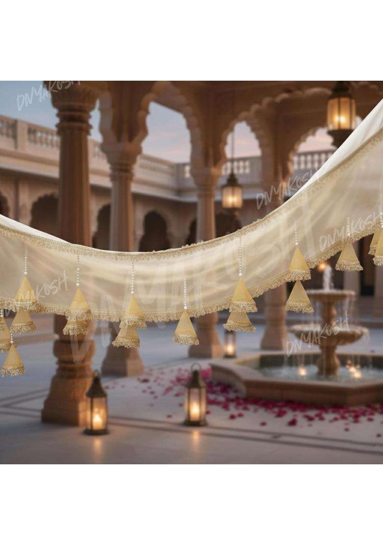 Divyakosh Dulhan Bridal Entry Sequins Chaddar Handmade Net 2 Meter - Indya