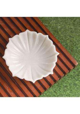 Swadeshi Blessings White Handcrafted Marble Lotus Urli Bowl for Home Decor