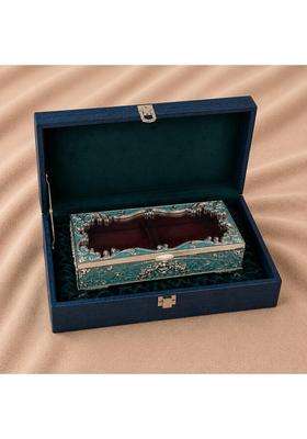 Diviniti Premium Handcrafted Wedding Design Decorative Storage Box with Lid Blue